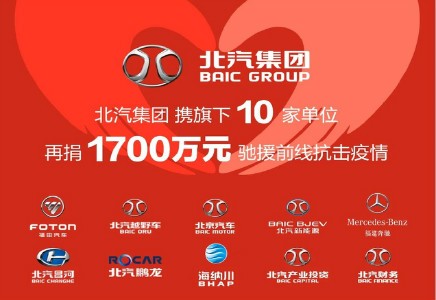 北汽集團攜北汽財務等旗下10家單位，再捐1700萬馳援防疫前線